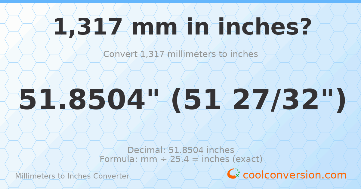 1317 mm to inches — 51.8504"
