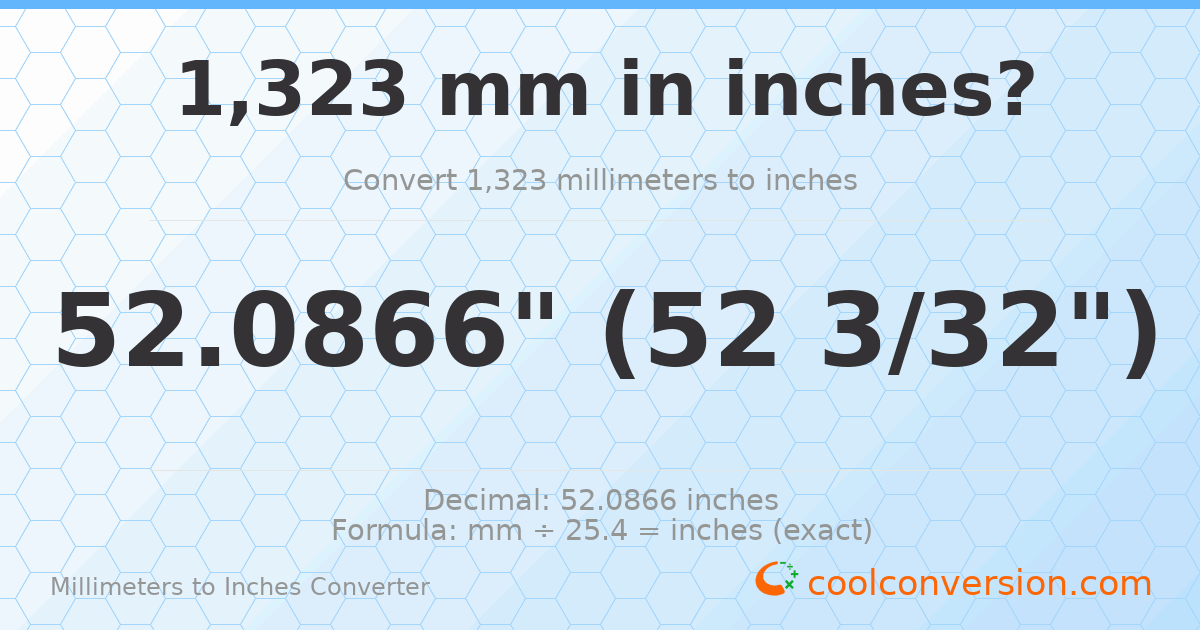 1323 mm to inches — 52.0866"