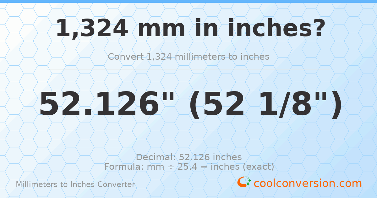 1324 mm to inches — 52.126"