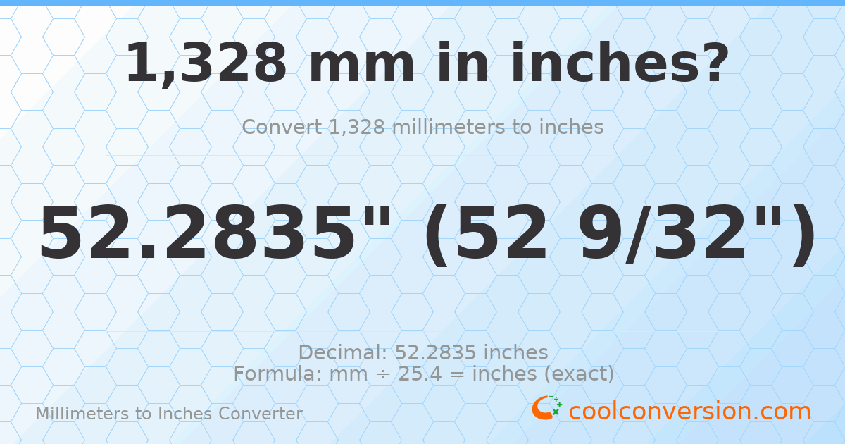 1328 mm to inches — 52.2835"