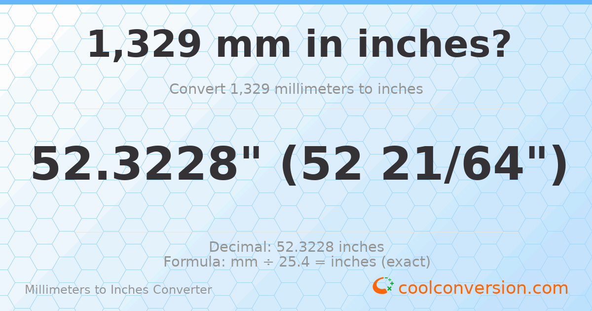 1329 mm to inches — 52.3228"