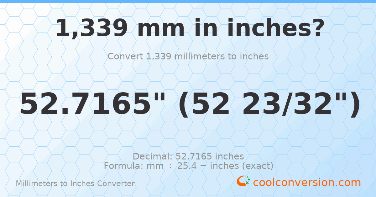 1339 mm to inches — 52.7165"