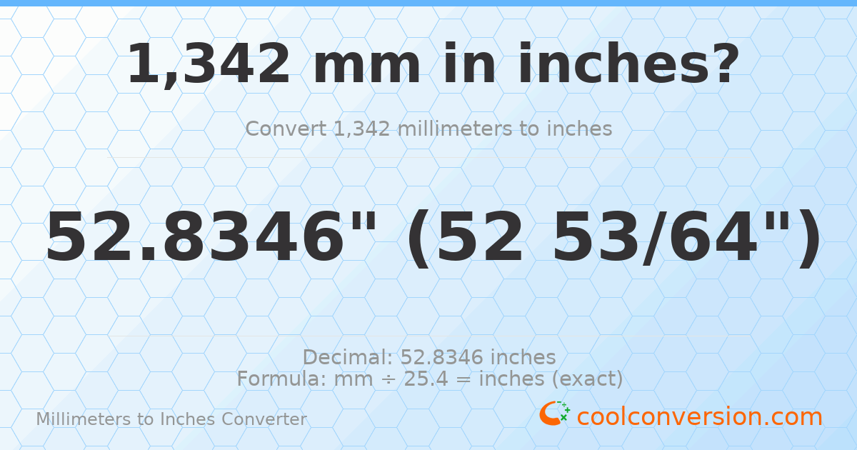 1342 mm to inches — 52.8346"
