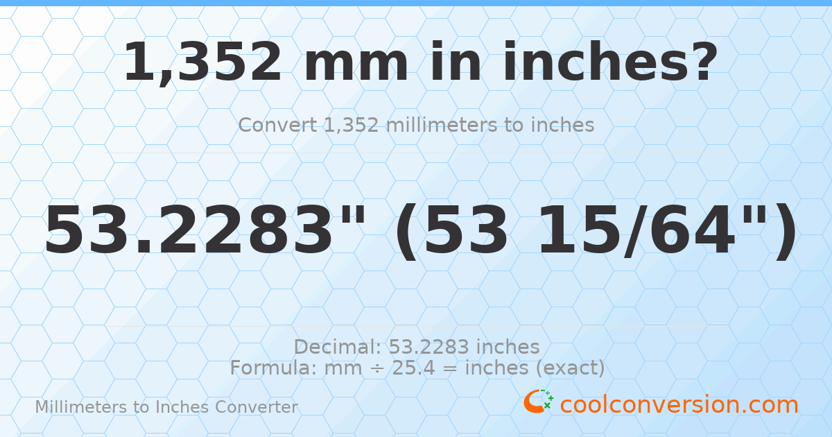1352 mm to inches — 53.2283"