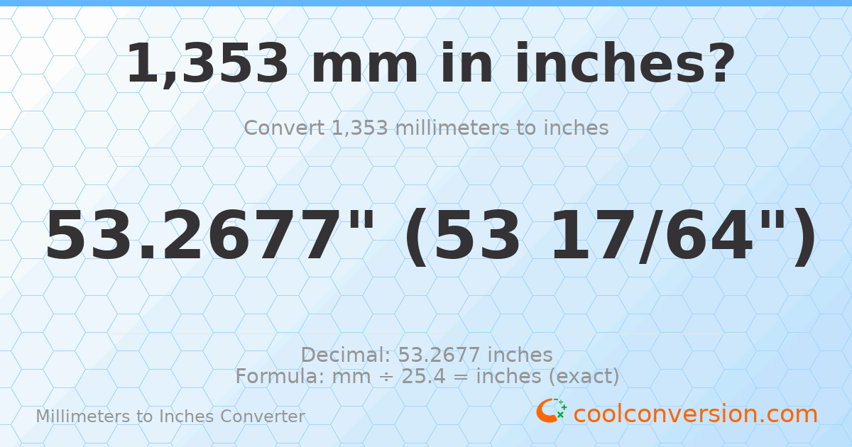 1353 mm to inches — 53.2677"