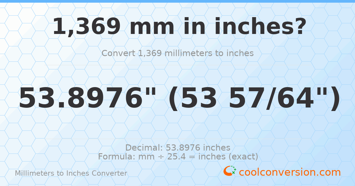 1369 mm to inches — 53.8976"