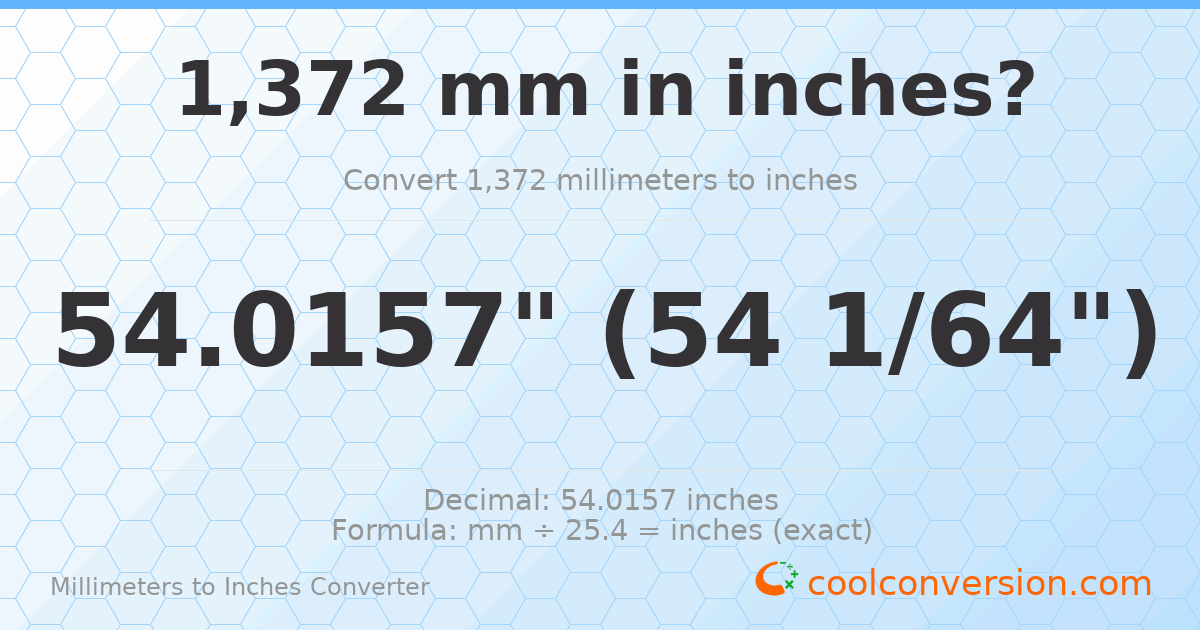 1372 mm to inches — 54.0157"