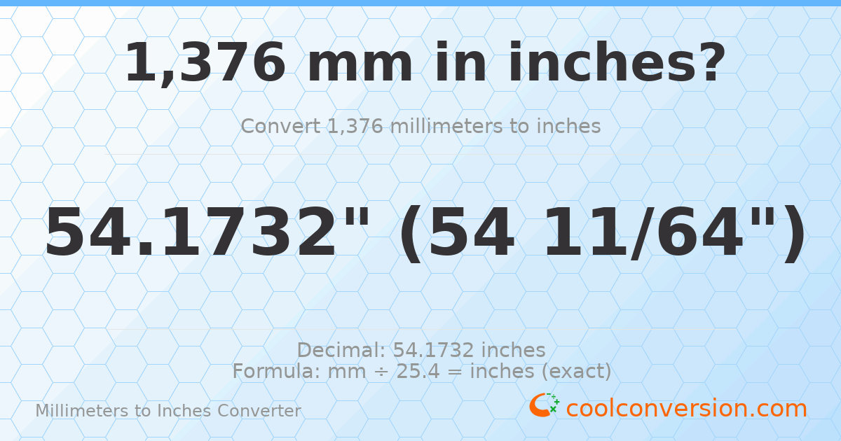 1376 mm to inches — 54.1732"