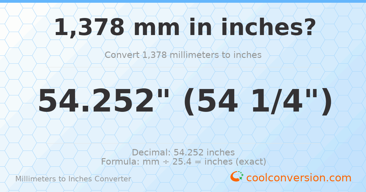 1378 mm to inches — 54.252"