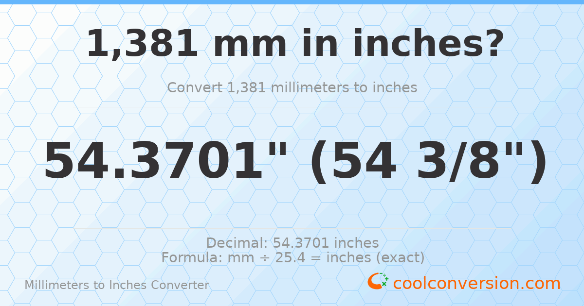 1381 mm to inches — 54.3701"