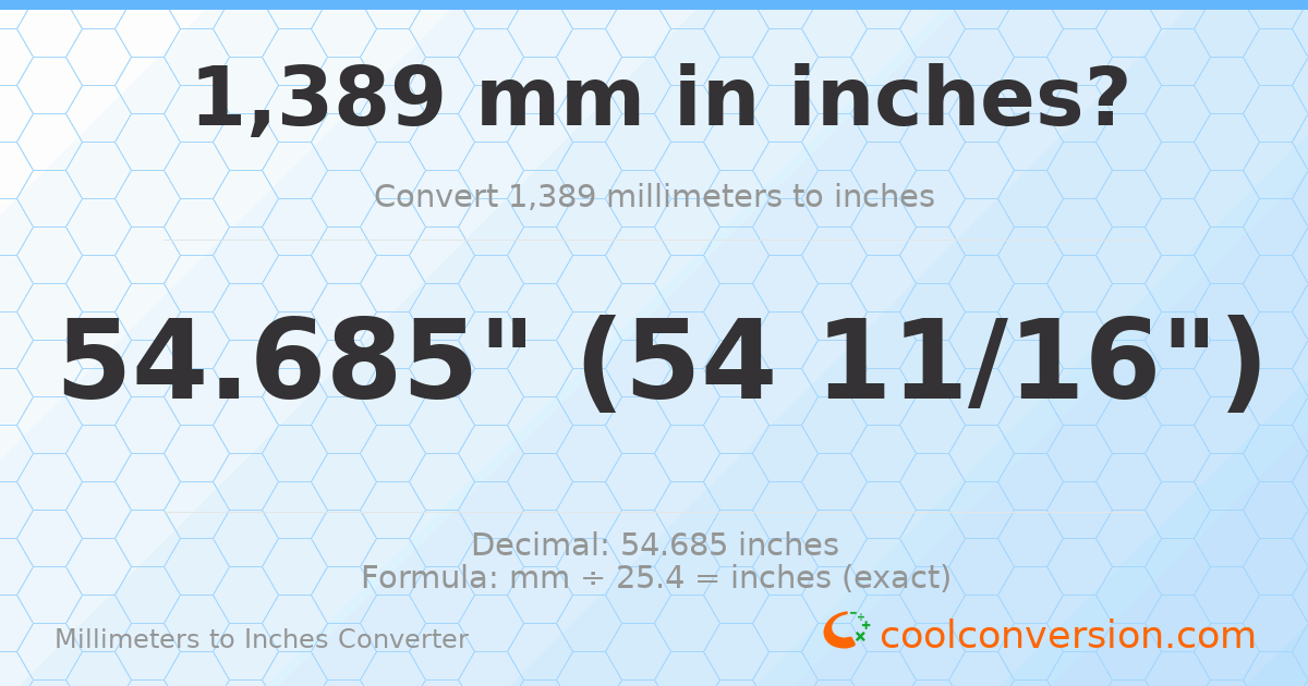 1389 mm to inches — 54.685"
