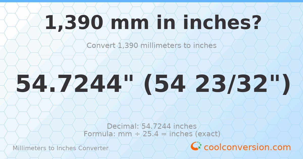 1390 mm to inches — 54.7244"
