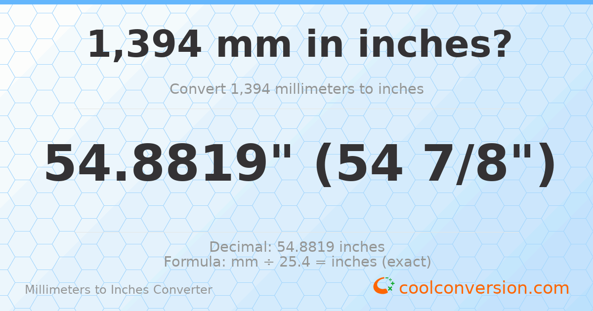 1394 mm to inches — 54.8819"