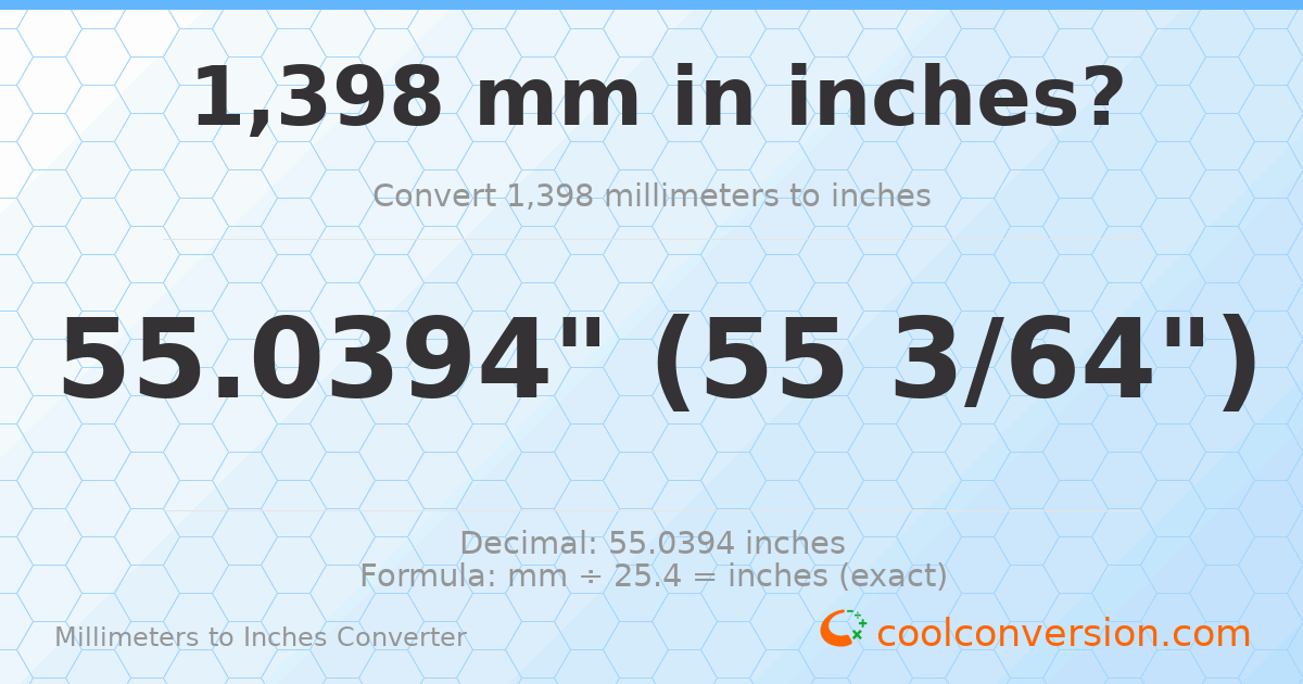 1398 mm to inches — 55.0394"
