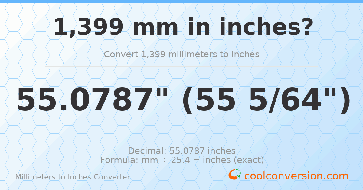 1399 mm to inches — 55.0787"