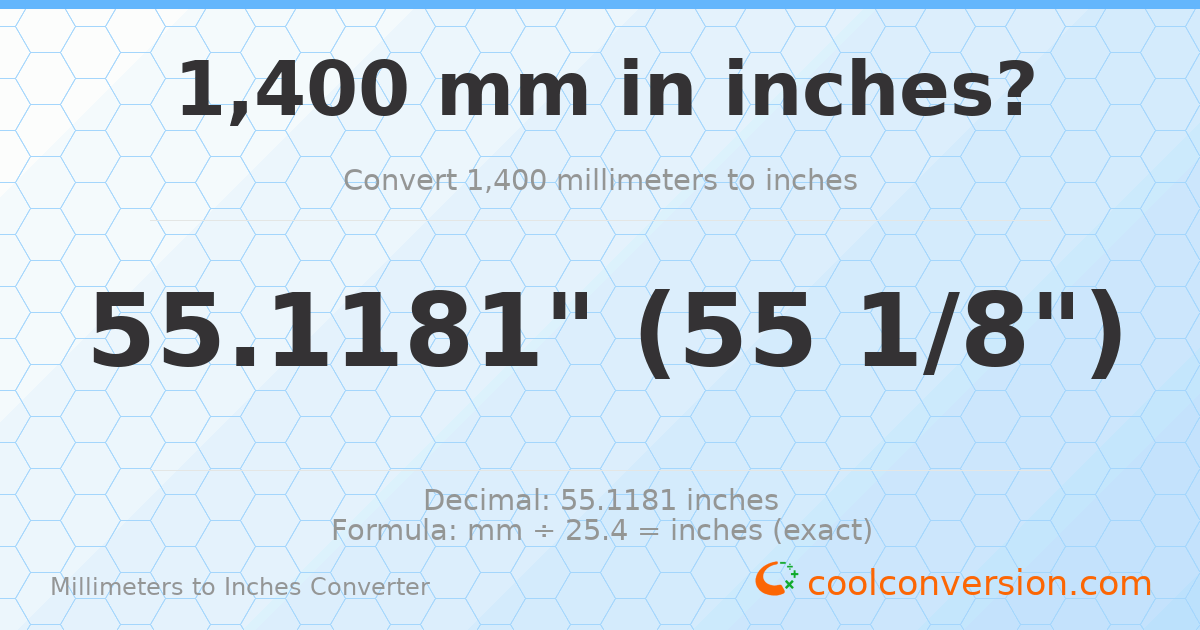 1400 mm to inches — 55.1181"