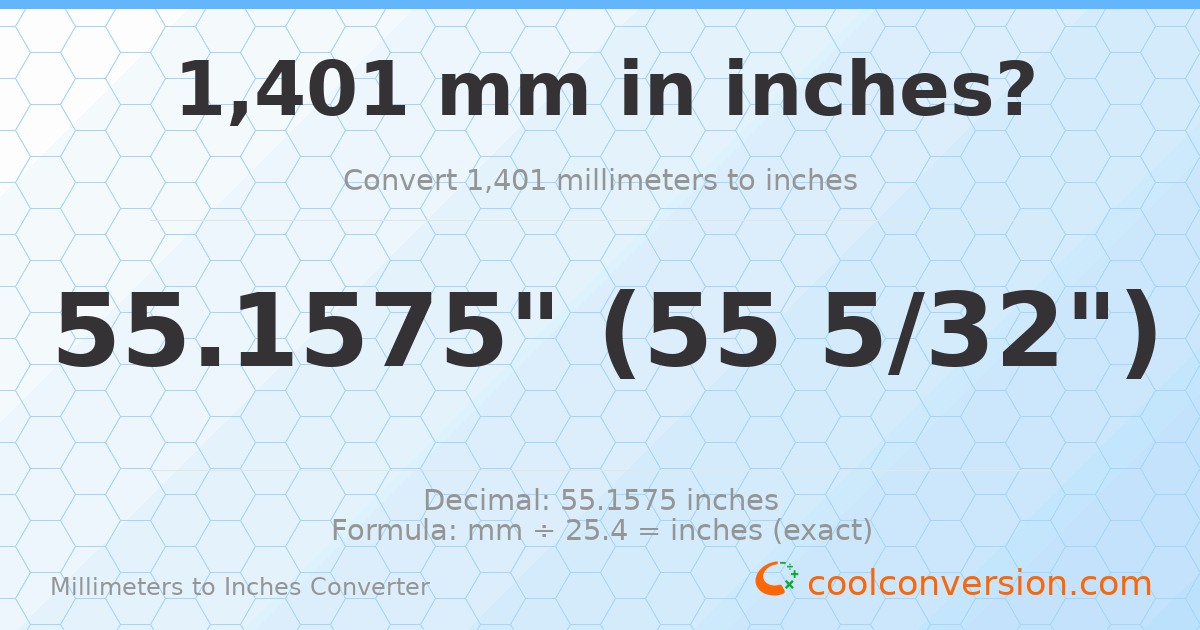 1401 mm to inches — 55.1575"