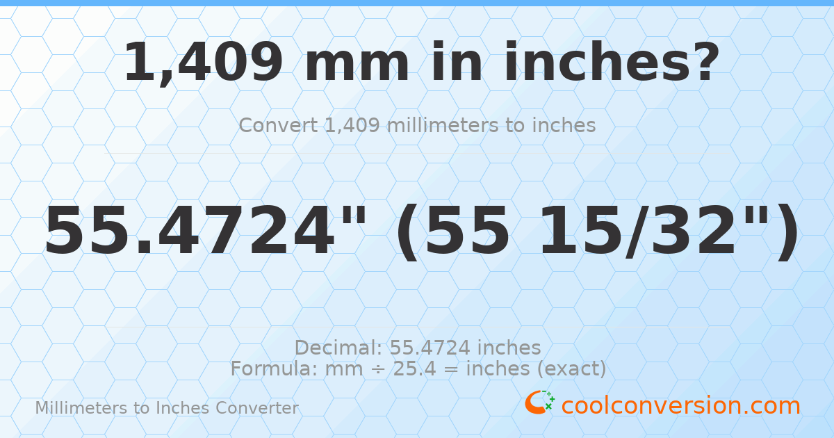 1409 mm to inches — 55.4724"