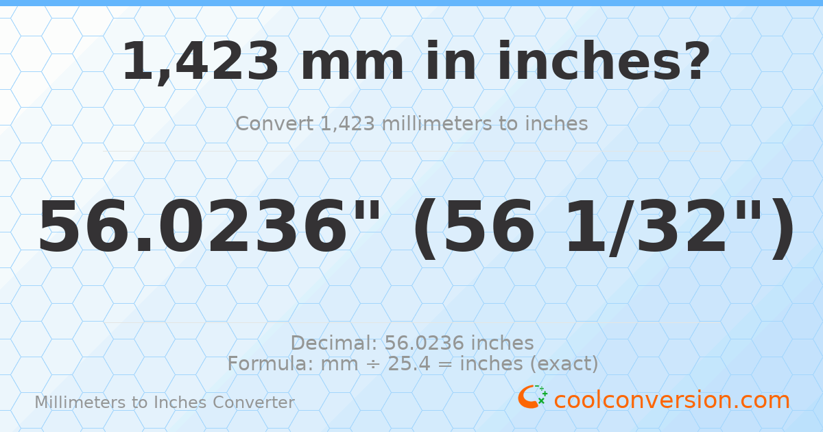 1423 mm to inches — 56.0236"