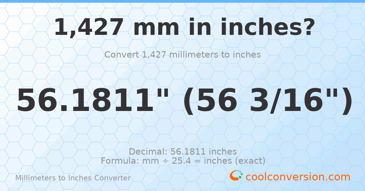 1427 mm to inches — 56.1811"