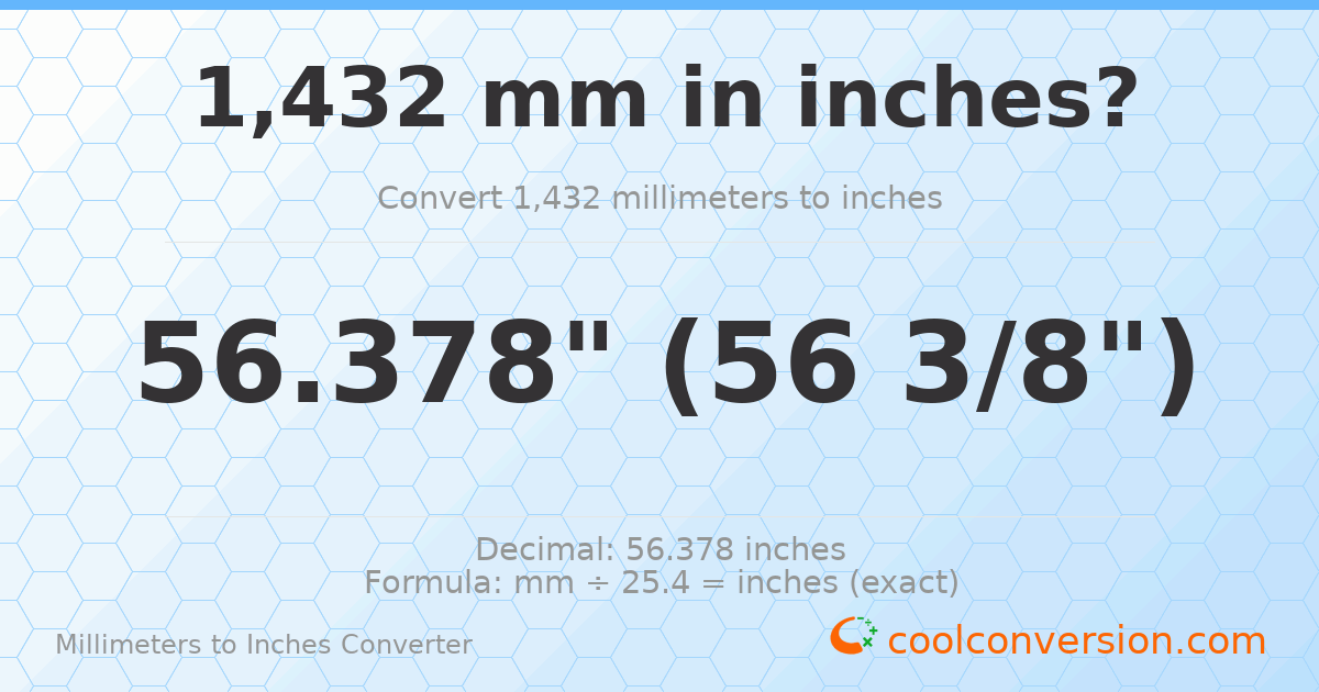 1432 mm to inches — 56.378"