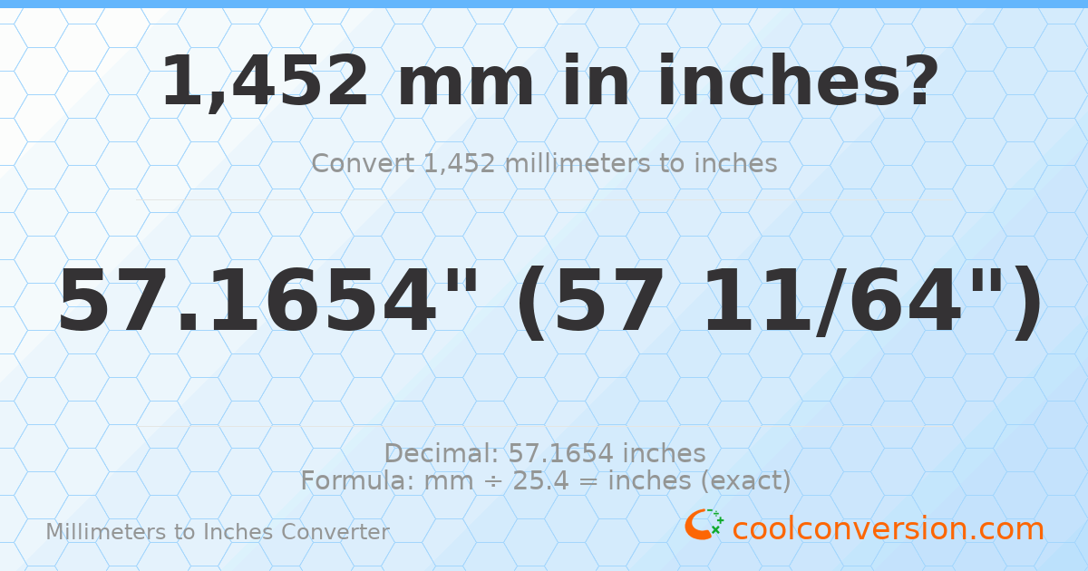 1452 mm to inches — 57.1654"