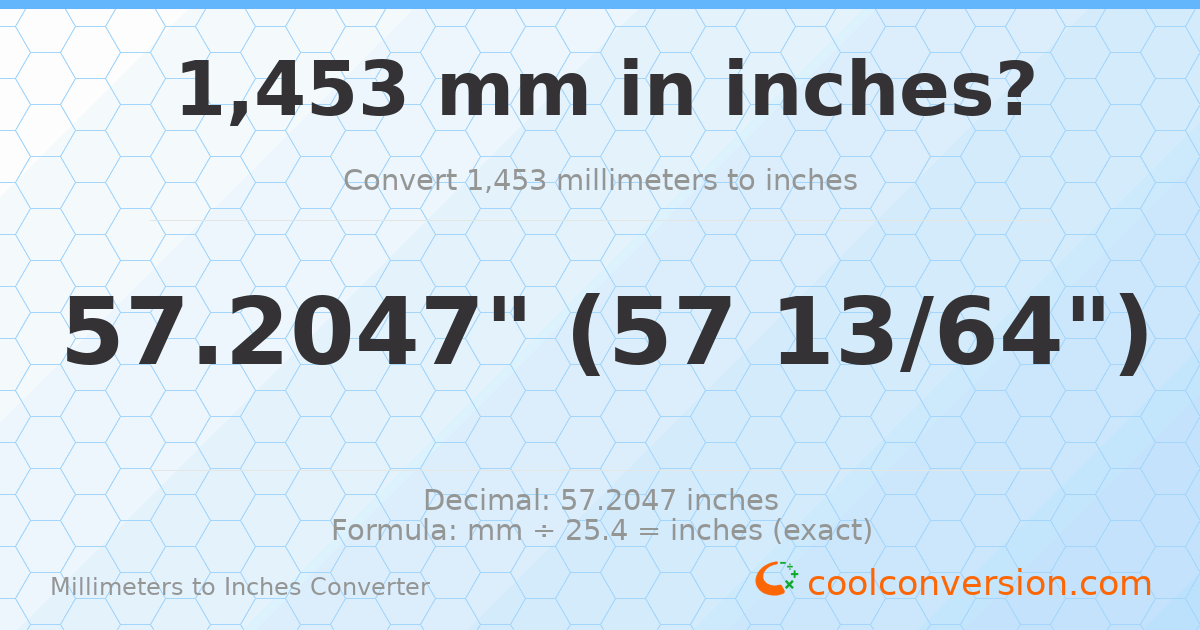 1453 mm to inches — 57.2047"