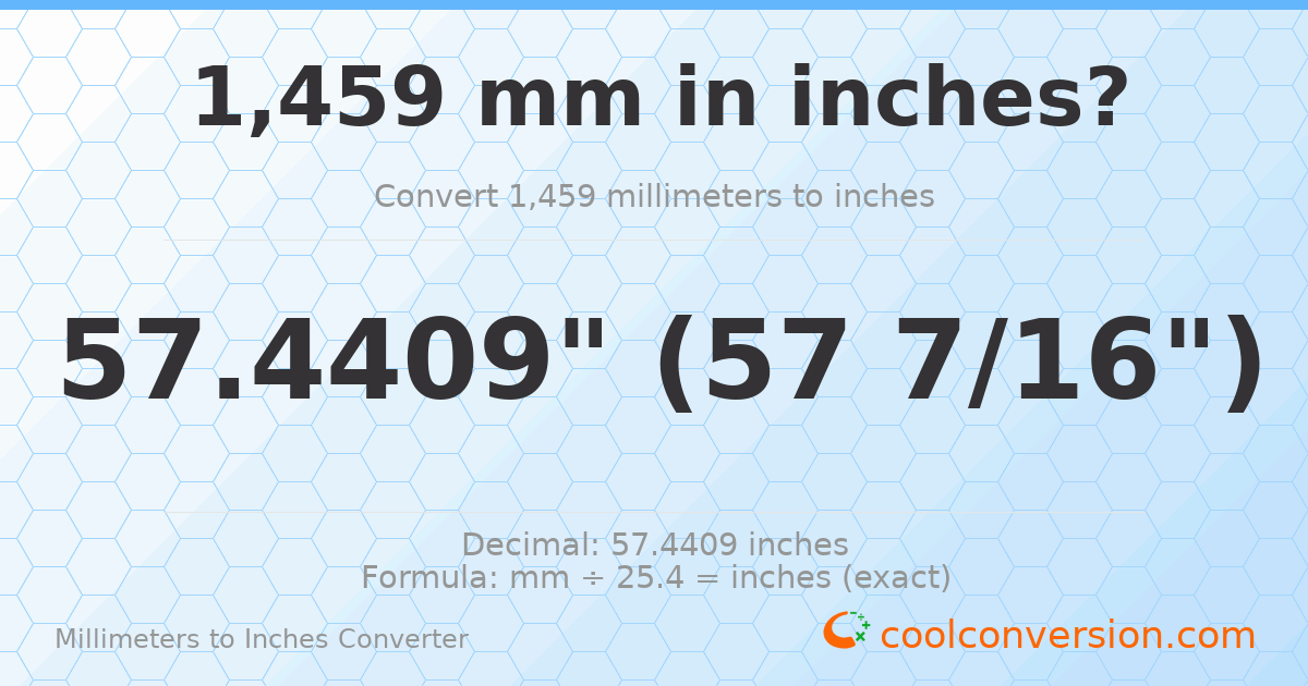 1459 mm to inches — 57.4409"