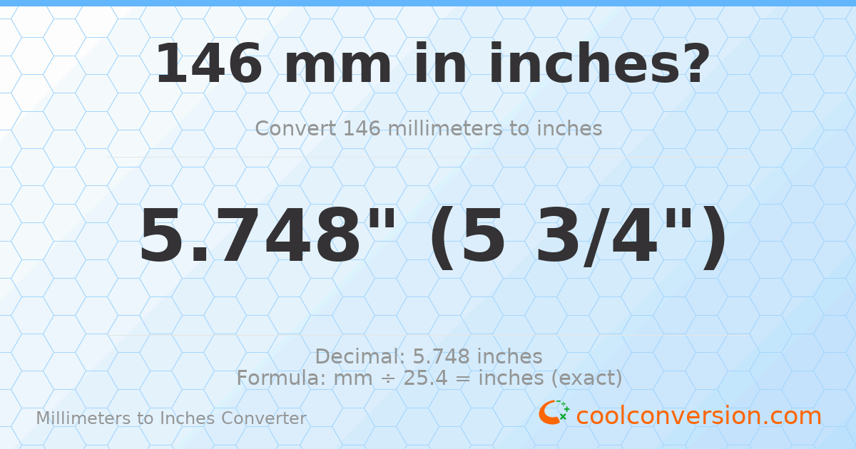 146 mm to inches — 5.748"