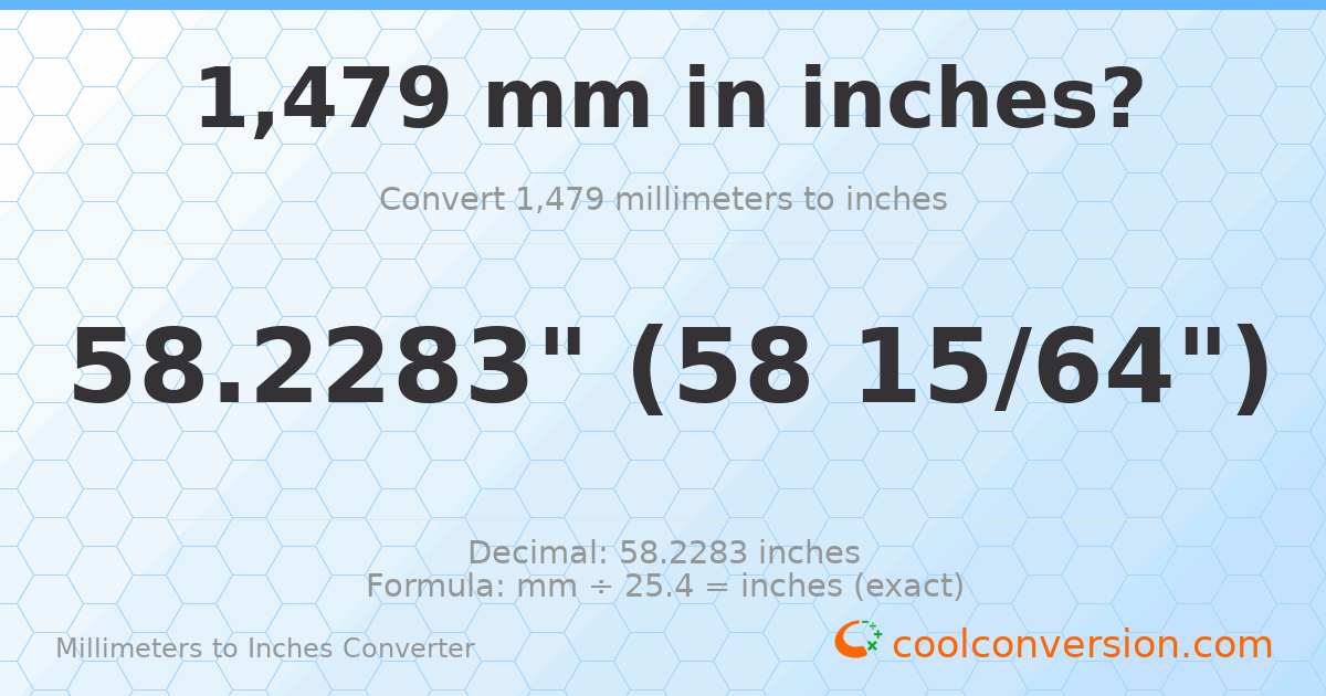 1479 mm to inches — 58.2283"