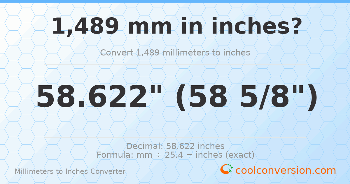 1489 mm to inches — 58.622"