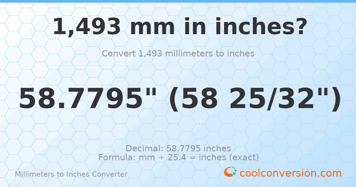 1493 mm to inches — 58.7795"
