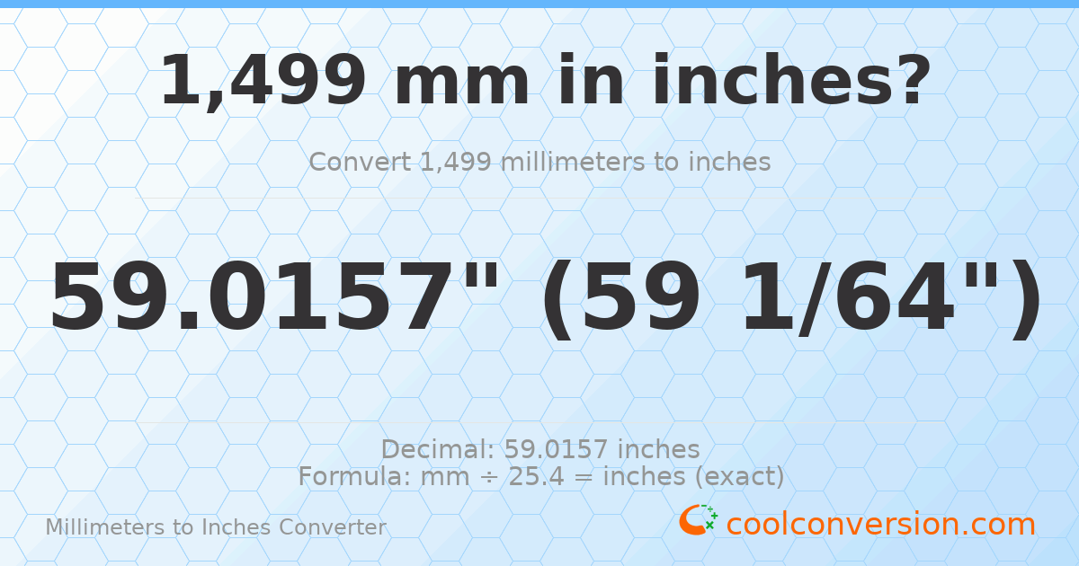 1499 mm to inches — 59.0157"