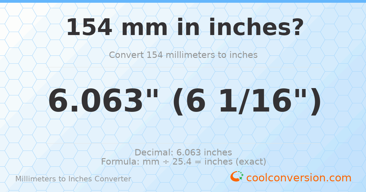 154 mm to inches — 6.063"
