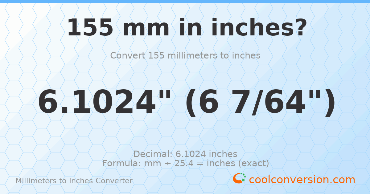 155 mm to inches — 6.1024"
