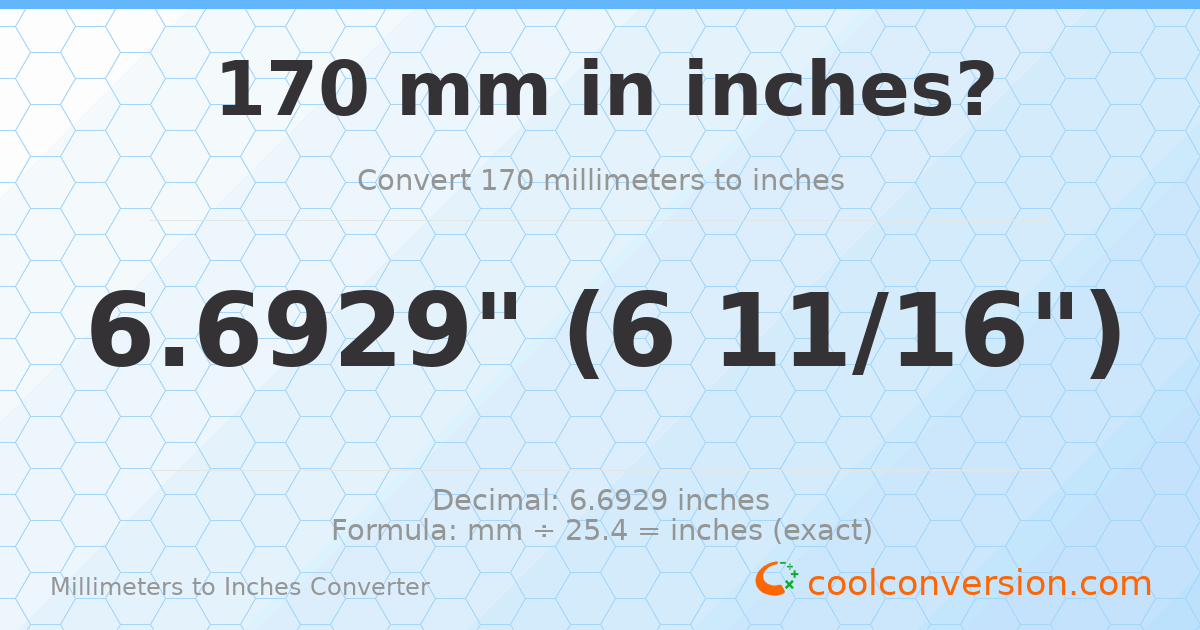 170 mm to inches — 6.6929"
