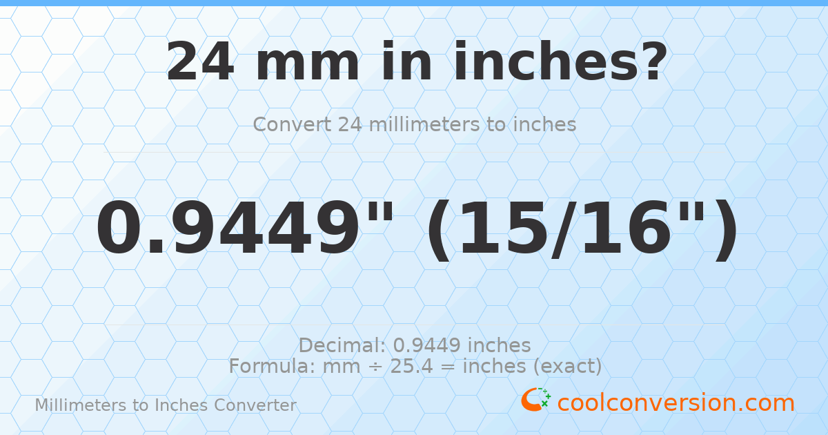 24 mm to inches — 0.9449"