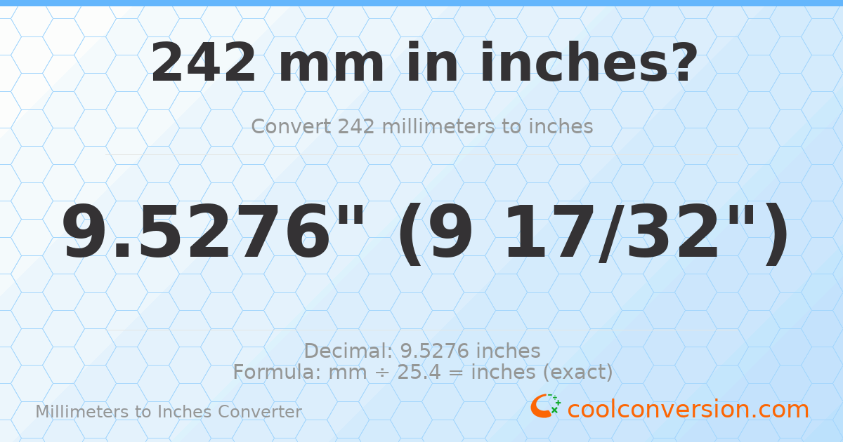 242 mm to inches — 9.5276"