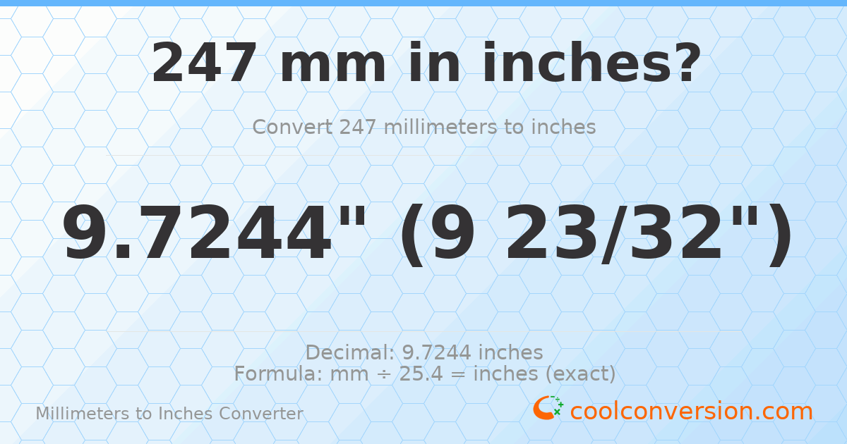 247 mm to inches — 9.7244"