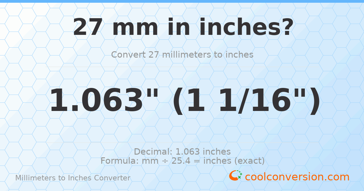 27 mm to inches — 1.063"