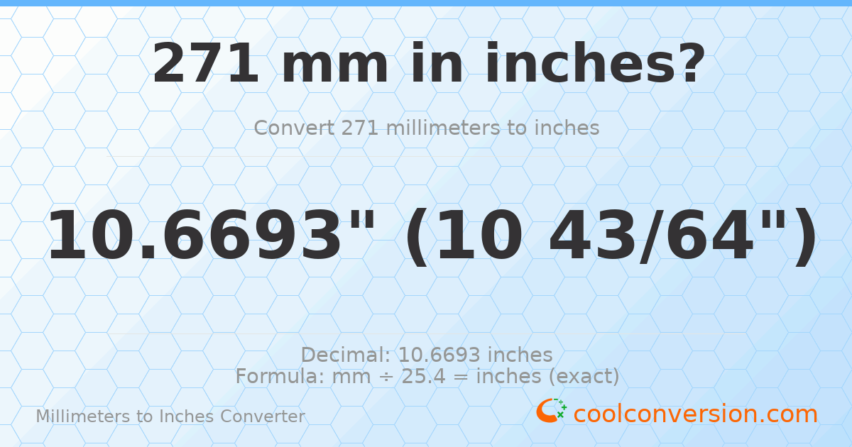 271 mm to inches — 10.6693"