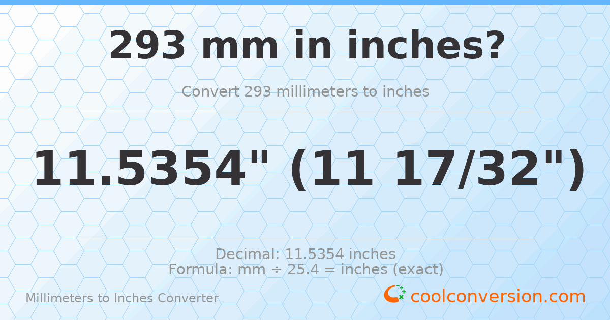 293 mm to inches — 11.5354"