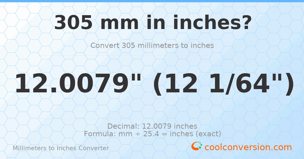 305 mm to inches — 12.0079"