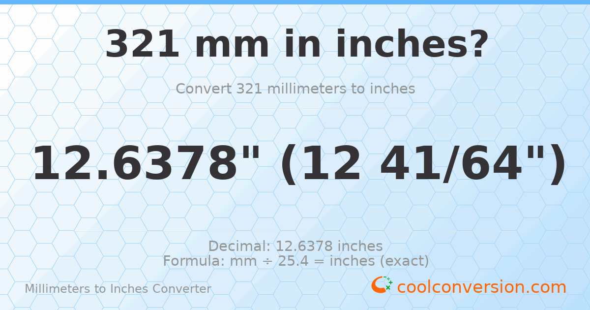 321 mm to inches — 12.6378"