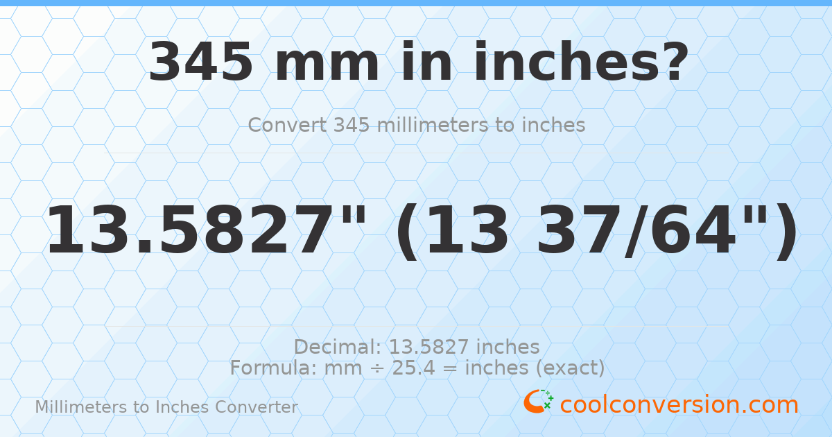 345 mm to inches — 13.5827"