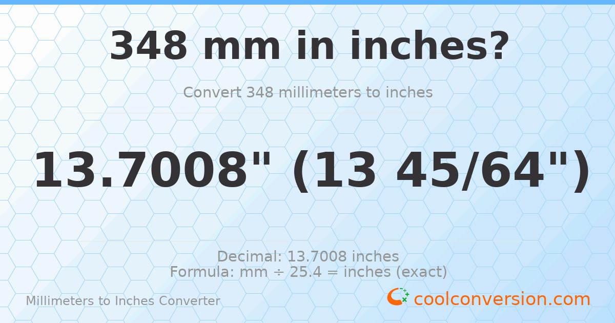 348 mm to inches — 13.7008"