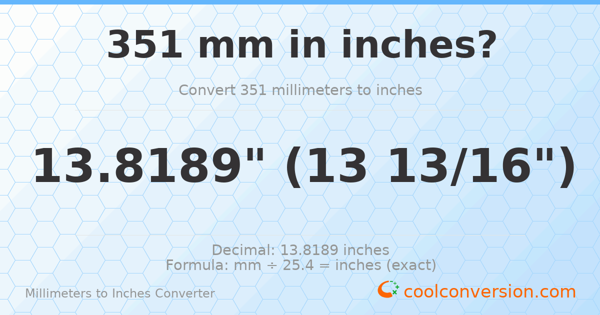 351 mm to inches — 13.8189"
