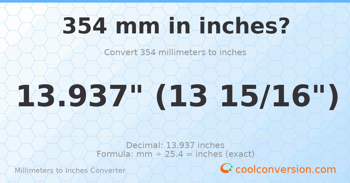 354 mm to inches — 13.937"