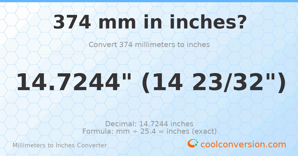 374 mm to inches — 14.7244"