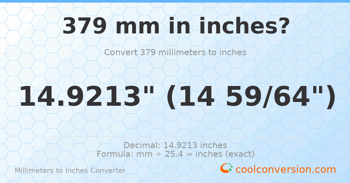 379 mm to inches — 14.9213"